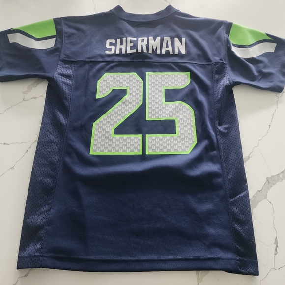 Nike NFL Seahawks Sherman #25 Official Jersey Youth Medium Fits sizes 10-12. New - Picture 3 of 5